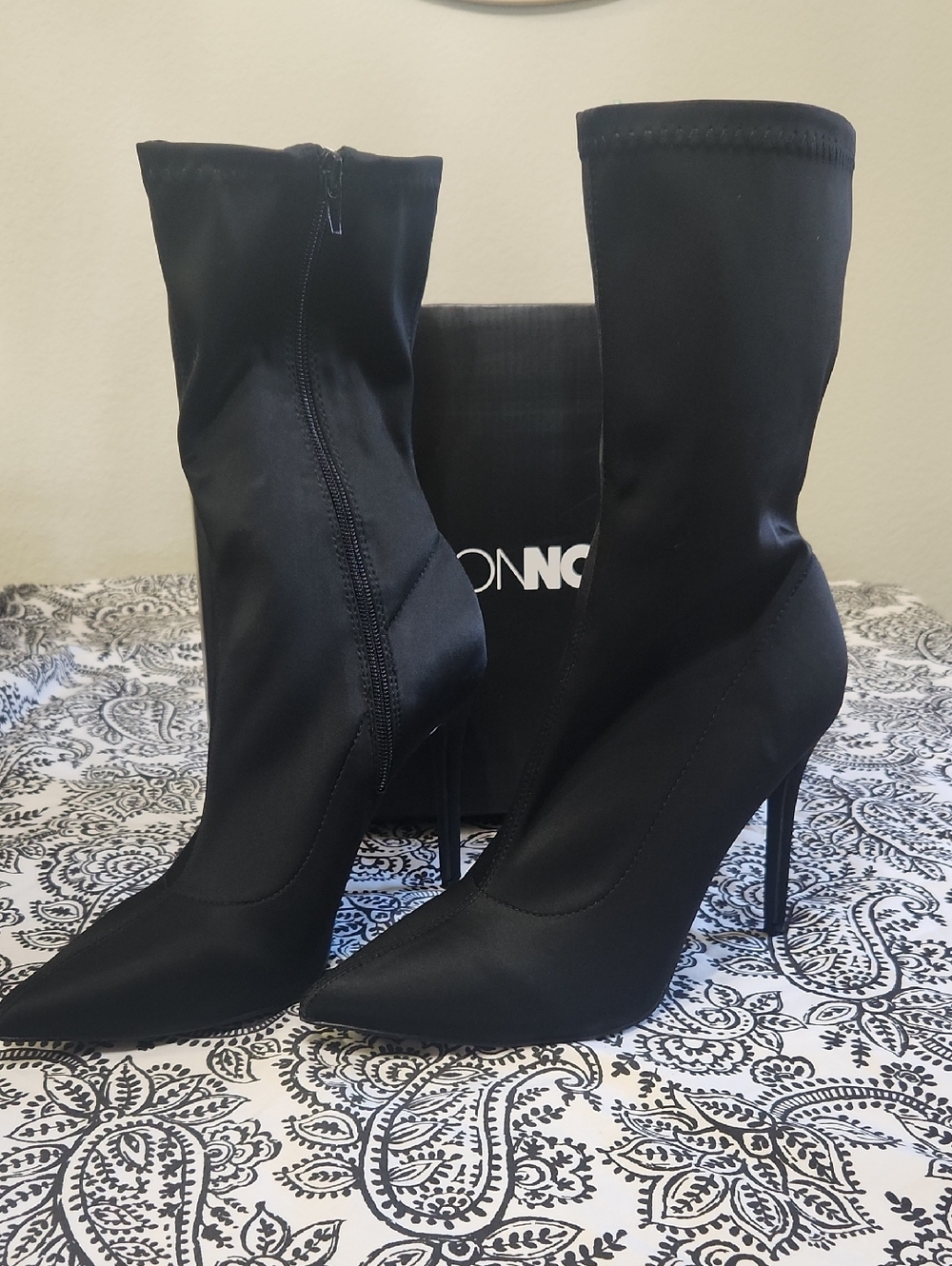Fashion Nova Black Pointed Stiletto Sock Boots